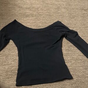 Brandy Melville Black Off-Shoulder Long Sleeve Top